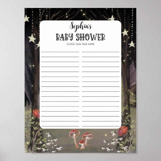 Enchanted Woodland Baby Shower Sign In Sheet (Front)