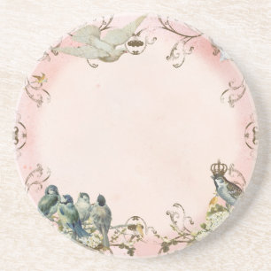 Enchanted Woodland Birds Dove Swirl Personalised Coaster