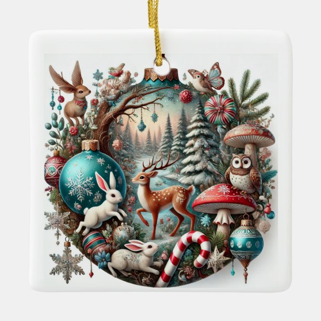 Enchanted Woodland Christmas Ornament – Magical Na (Front)
