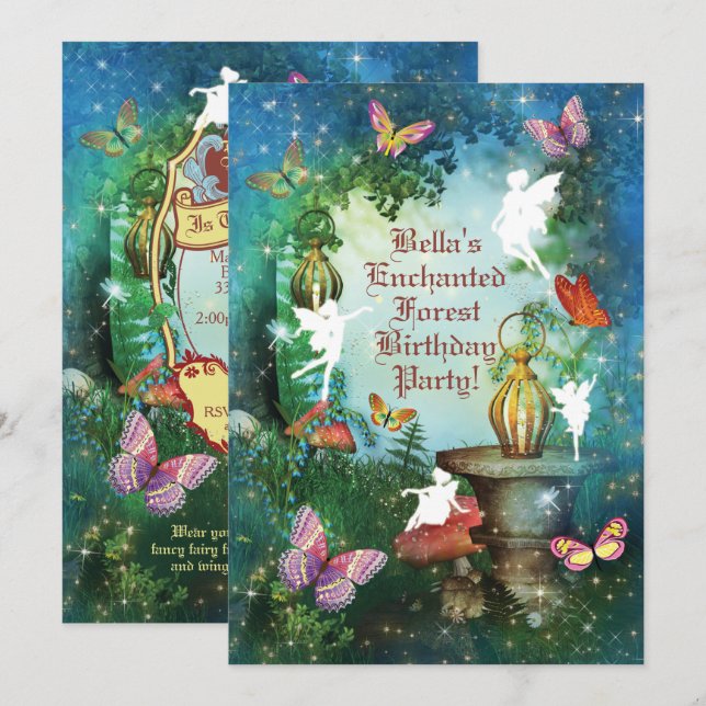 Enchanted Woodland Fairy Forest Party Invitation (Front/Back)