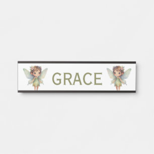 Enchanted Woodland Fairy: pastel green Sprite Door Sign