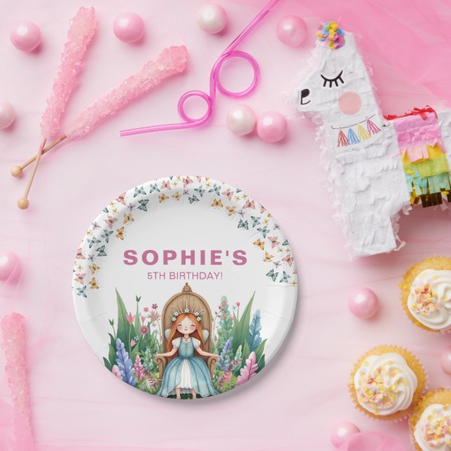 Enchanted Woodland Fairy Princess Birthday Paper Plate (Party)