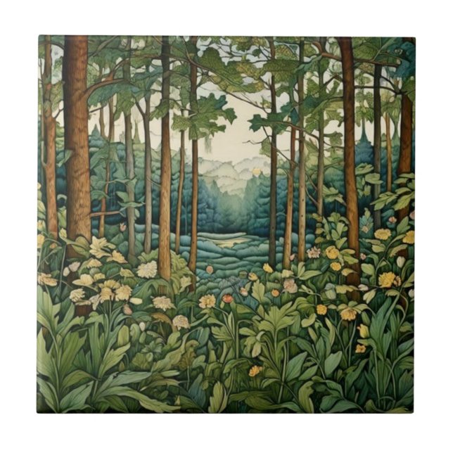 Enchanted Woodland Forest Botanical  Tile (Front)