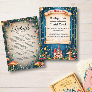 Enchanted Woodland Forest Castle Fairytale Wedding Invitation