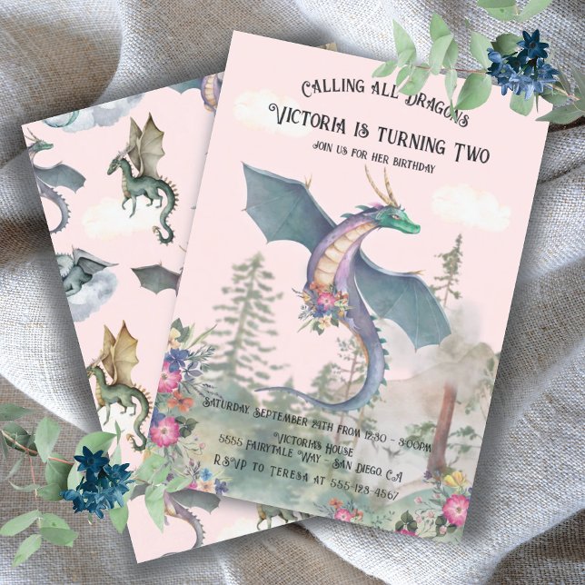 Enchanted Woodland Forest Dragon Birthday Invitati Invitation (Creator Uploaded)