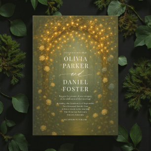 Enchanted Woodland Forest Fairy Lights Wedding Invitation