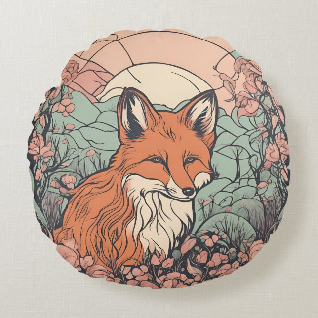 Enchanted Woodland Fox D9 Round Cushion (Front)