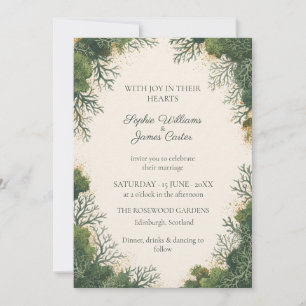 Enchanted Woodland Greenery Gold Botanical Invitation