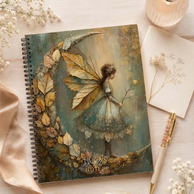 Enchanted Woodland Leaf Fairy Fantasy Personalised Notebook (Creator Uploaded)