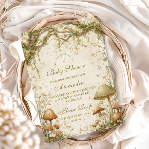 Enchanted Woodland Mushroom Baby Shower Invitation