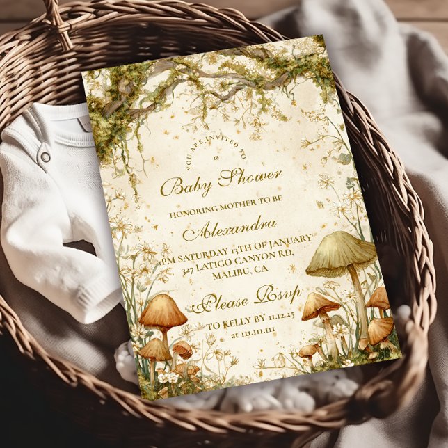 Enchanted Woodland Mushroom Baby Shower Invitation (Creator Uploaded)