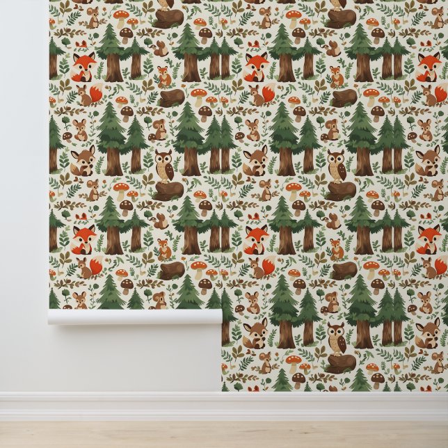 Enchanted Woodland Nursery Self - Adhesive Wallpaper (Application)