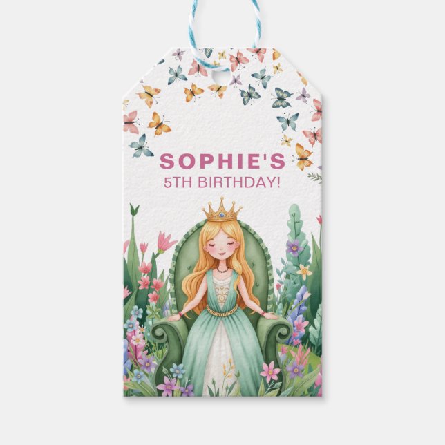 Enchanted Woodland Princess Birthday Gift Tags (Front)