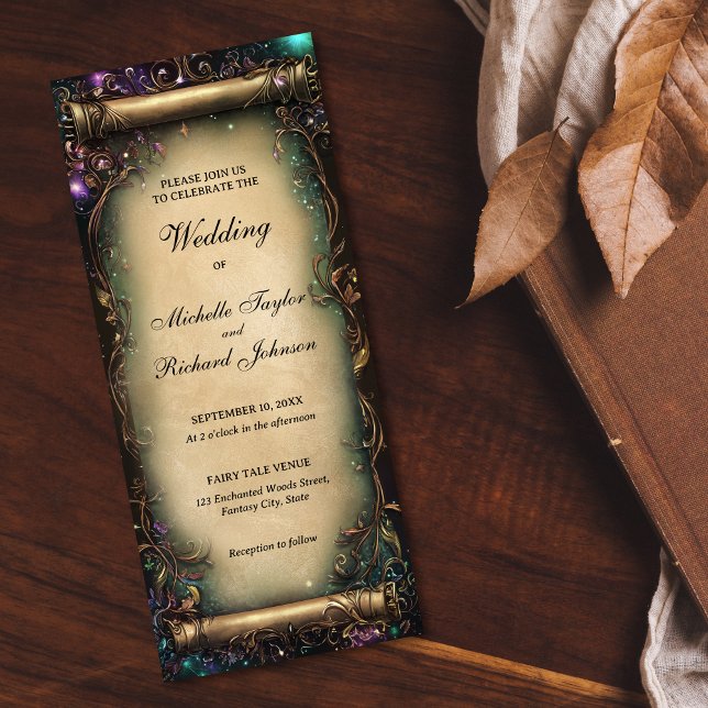 Enchanted Woods Forest Fairy Tale Wedding Scroll Invitation (ENCHANTED FOREST PARCHMENT SCROLL`)