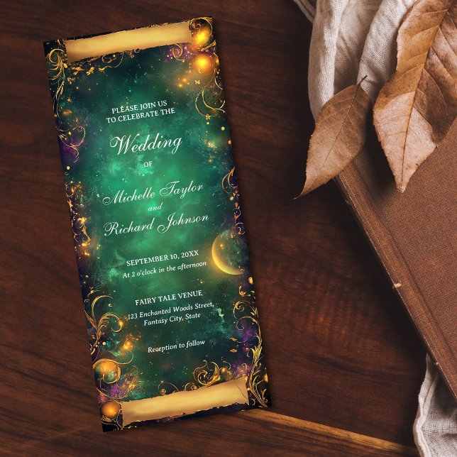 Enchanted Woods Forest Fairy Tale Wedding Scroll Invitation (ENCHANTED MYSTIC WOODS PARCHMENT SCROLL)
