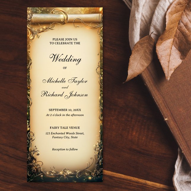 Enchanted Woods Forest Fairy Tale Wedding Scroll Invitation (enchanted forest scroll wedding invitation)