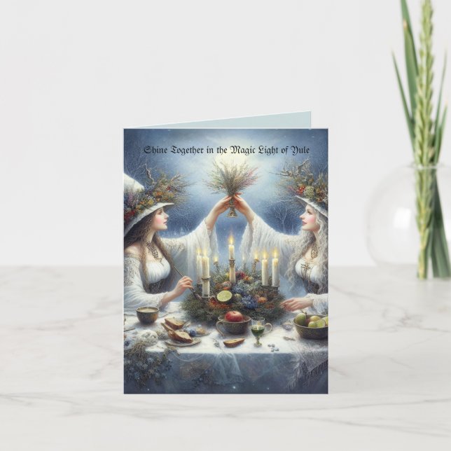 Enchanted Yule Celebration Flat Holiday Card (Front)