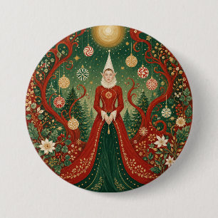 Enchanted Yuletide Forest Elf Queen 7.5 Cm Round Badge