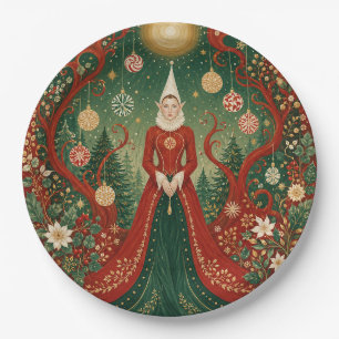 Enchanted Yuletide Forest Elf Queen Paper Plate