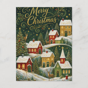 Enchanted Yuletide Village Holiday Postcard