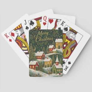 Enchanted Yuletide Village Playing Cards