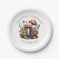 EnchantedForest Mushrooms Baby Shower Paper Plates