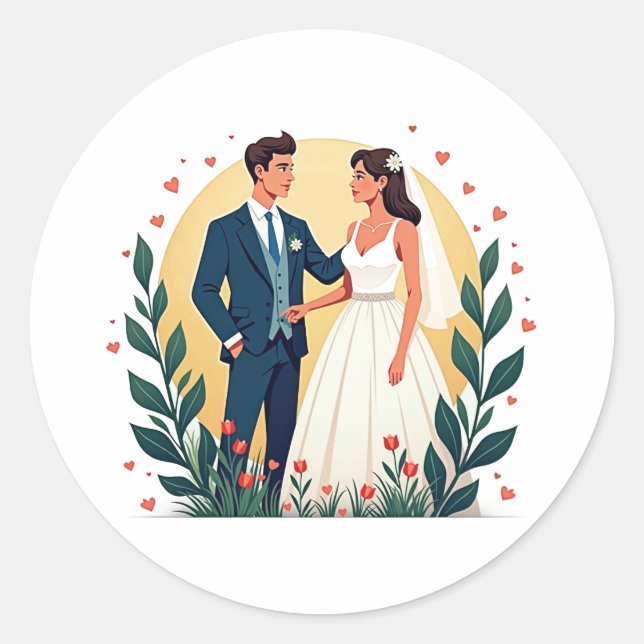 Enchanteding Couples Wedding Sticker (Front)