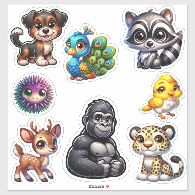 Enchanting 3D Animal Kingdom Sticker Collection (Sheet)