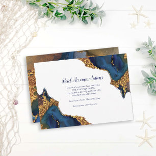 Enchanting Abstract Blue Gold Hotel Accommodations Enclosure Card