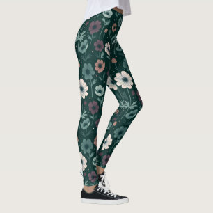 Enchanting Anemone Pattern Leggings