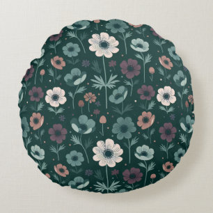 Enchanting Anemone Pattern Round Cushion