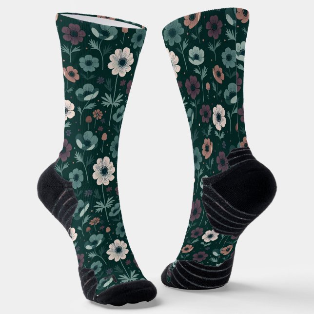 Enchanting Anemone Pattern Socks (Angled)