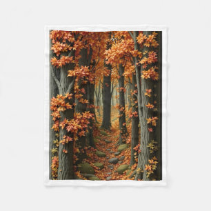 Enchanting Autumn Forest Pathway Fleece Blanket