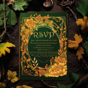 Enchanting Autumn Themed Druid Hill RSVP Wedding Card
