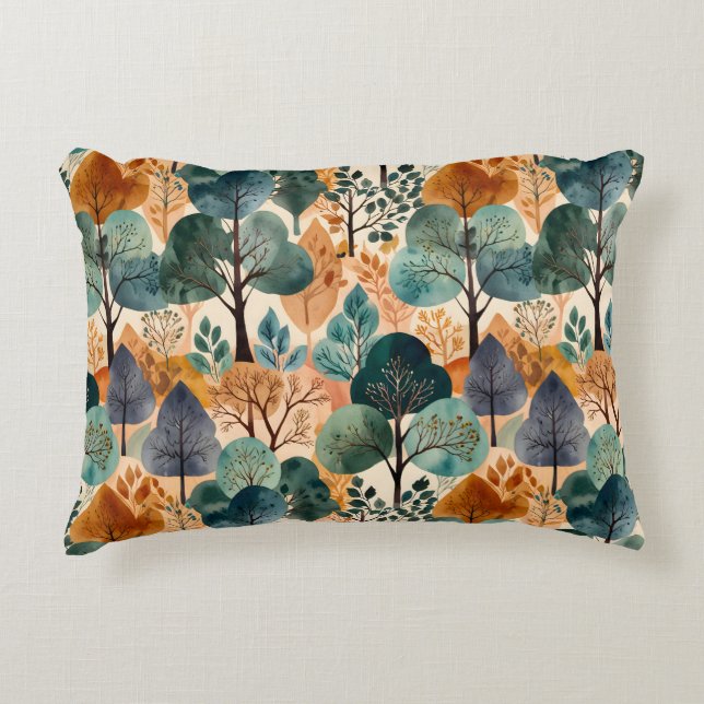 Enchanting Autumn Trees Decorative Cushion (Front)