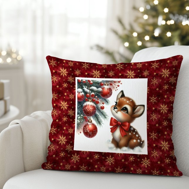 Enchanting baby fawn snowy forest Christmas pillow (Enchanting baby fawn snowy forest Christmas pillow (52))