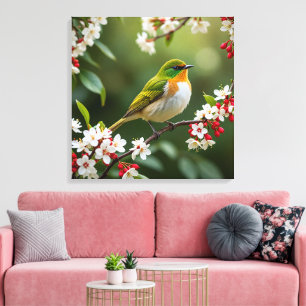 Enchanting Bird of Blossoms Canvas Print