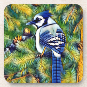 Enchanting Blue Jay Print Coaster