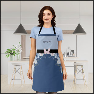 Enchanting Blue Springtime Floral Apron
