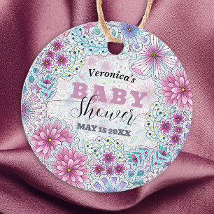 Enchanting Bohemian Meadow Flowers Baby Shower Favour Tags