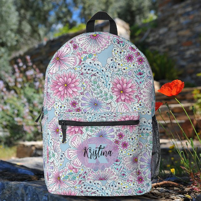Enchanting Bohemian Pastel Meadow Flowers Printed Backpack (Creator Uploaded)