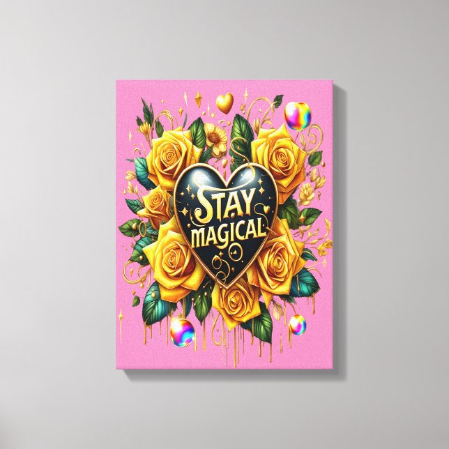 Enchanting Bouquet of Golden Roses And Heart 12x16 Canvas Print (Front)