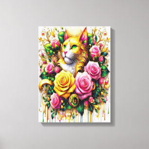 Enchanting Bouquet of Golden Roses And Heart 12x16 Canvas Print
