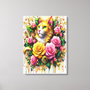 Enchanting Bouquet of Golden Roses And Heart 18x24 Canvas Print