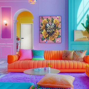 Enchanting Bouquet of Golden Roses And Heart 18x24 Poster