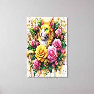 Enchanting Bouquet of Golden Roses And Heart 24x36 Canvas Print