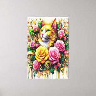 Enchanting Bouquet of Golden Roses And Heart 40x60 Canvas Print