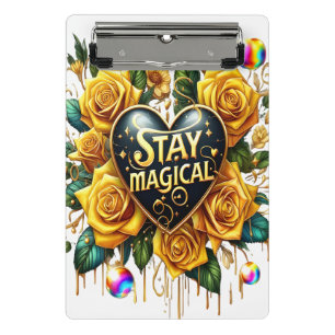 Enchanting Bouquet of Golden Roses And Heart Mini Clipboard