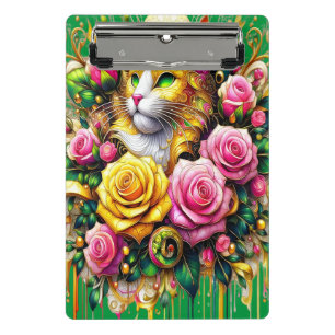 Enchanting Bouquet of Golden Roses And Heart  Mini Clipboard