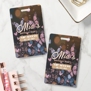 Enchanting Butterfly Birthday Party VIP Access ID Badge